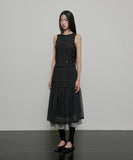 Layered Crinkle Check Skirt