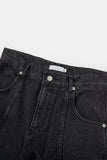 Incision snap cover wide denim pants