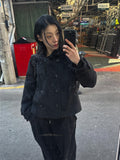 BLACK BUTTON SHORT COAT