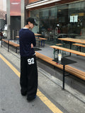 Numbering 92 Embroidered Cotton Wide Pants