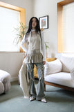 Pearling mesh flare sleeveless