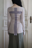 Back cross slim fit T-shirt
