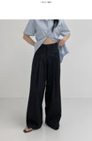 Ariel Cotton Pin-Tuck Wide Pants