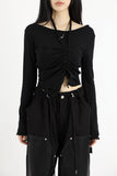Crop shirring halter tee