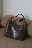 Crack leather brown shoulder bag