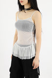 Pearl see-through shirring bustier