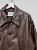 Big Collar Over Fit Leather Blouson