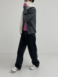 Cable wool two-way zip-up cardigan