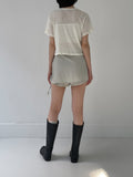 Linen round neck short sleeve T-shirt