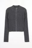 Basic ribbed knit zip-up