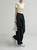 Pleats Nylon Jogger Wide Pants