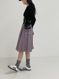 Turning Nylon Midi Pleated Skirt