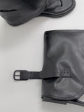 Leather buckle open toe flip-flop boots