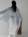 Marine Backslit See-Through Overfit Shirt
