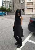 BELTED UNBAL STRIPE SKIRT