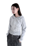 CUT LINE CROP HOODIE