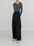 Lip Pocket High Waist Long Slacks