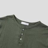 Overlock Henley Neck Knit Long Sleeve