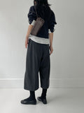 Stripe Non-Obi Bermuda Slacks