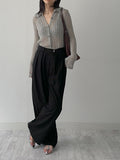 Cuffs See-through Knit Long Cardigan