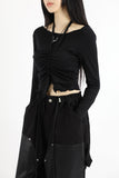Crop shirring halter tee