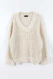 Net openwork v-neck knit