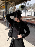 DOUBLE HIGH-NECK CARDIGAN
