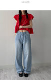 [unisex] Back pin tuck gradient wide denim