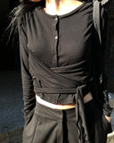 STRAP TIE BUTTON CARDIGAN