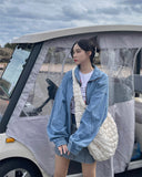 Nerd Overfit Denim Zip-Up Jacket