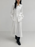 Pie pintuck banding long skirt