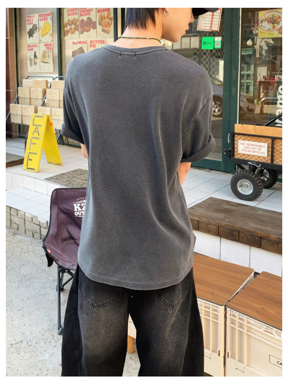 【DISCERNMENT】Loose Pigment Waffle Henley Neck DISCERNMENT (ディーサーメント) - ルーズピグメントワッフル