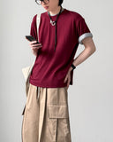 [1+1] Crop Layered Half Sleeve