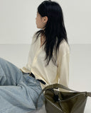 Patch V-Neck Overfit Cardigan