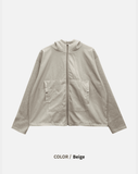 Slit CP color matching hood zip-up