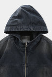 Smog Washed Hood Denim Zip-Up