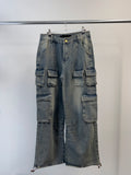 Multi Pocket Washed Denim