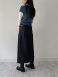 [Winter version] Pencil long pleated skirt