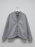 Woolen no collar string cardigan