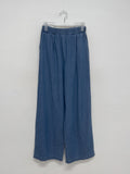 Summer denim banding wide pants