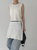 Punching Lace Sleeveless Knit Vest