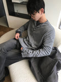 Karoo Ribbed Henley Neck Button Long Sleeve