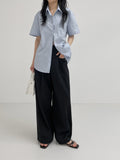 Ariel Cotton Pin-Tuck Wide Pants