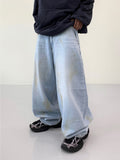 Oil wave denim pants