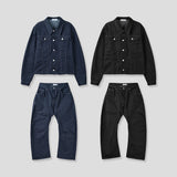 [SET] Aubert Non-Faded Wrap Denim Jacket