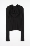 Finger slim hooded top