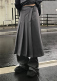 PLEATS WRAP BUTTON SKIRT