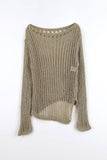 Slit Summer Boat Neck Knit