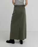Belly Pin Tuck H-line Long Skirt