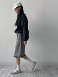 Frill Stripe Midi Skirt